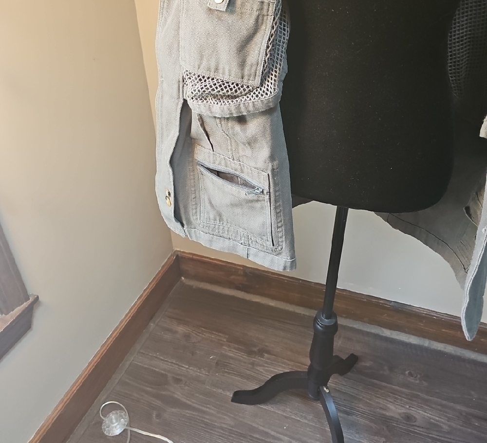 Orvis Olive Drab Blazer Jacket with Tan Details Elbow Patches Lots Of Pockets! - Picture 5 of 6